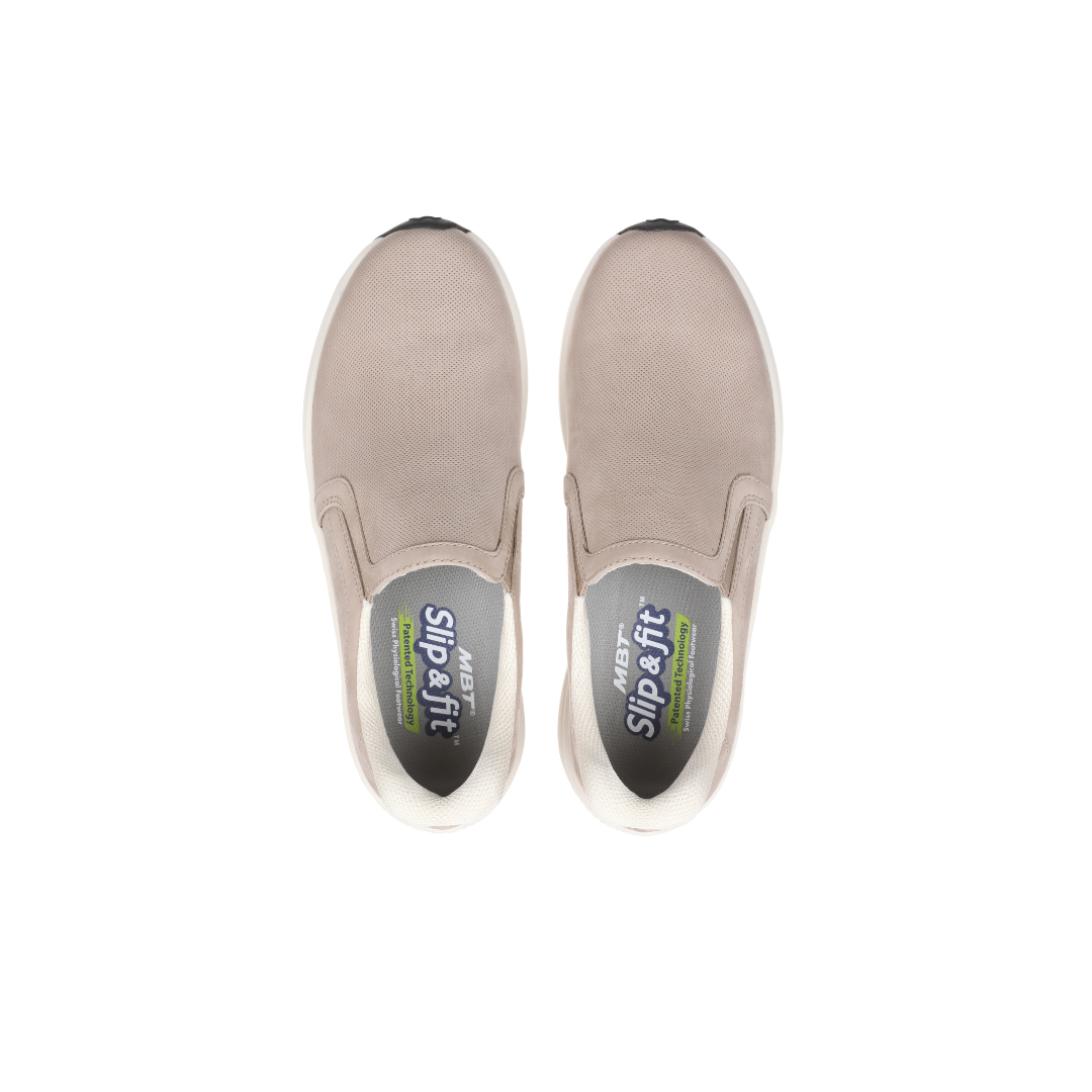 beige slip on walking sneakers