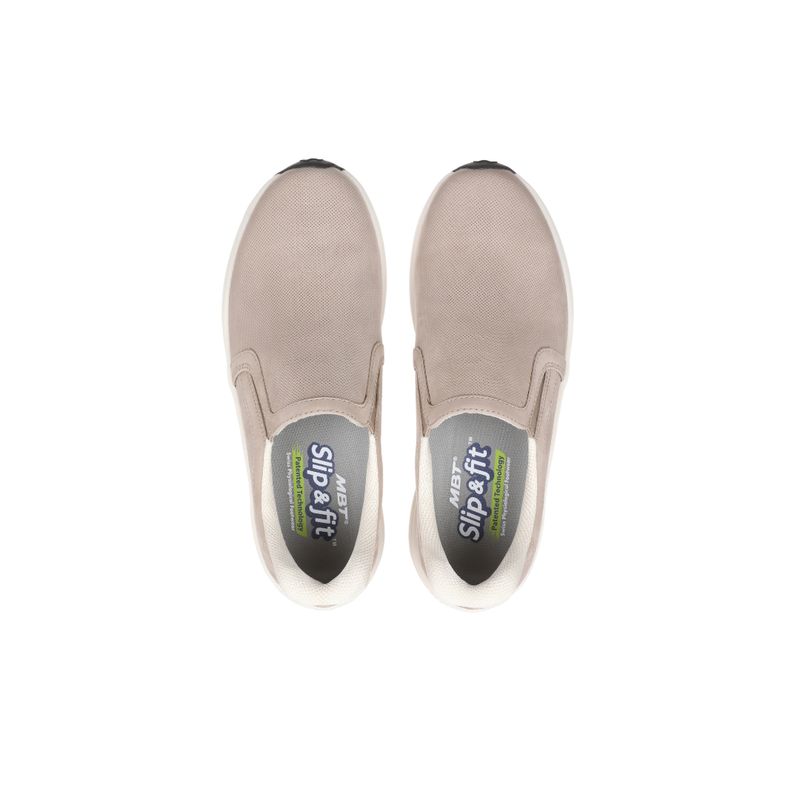 beige slip on walking sneakers