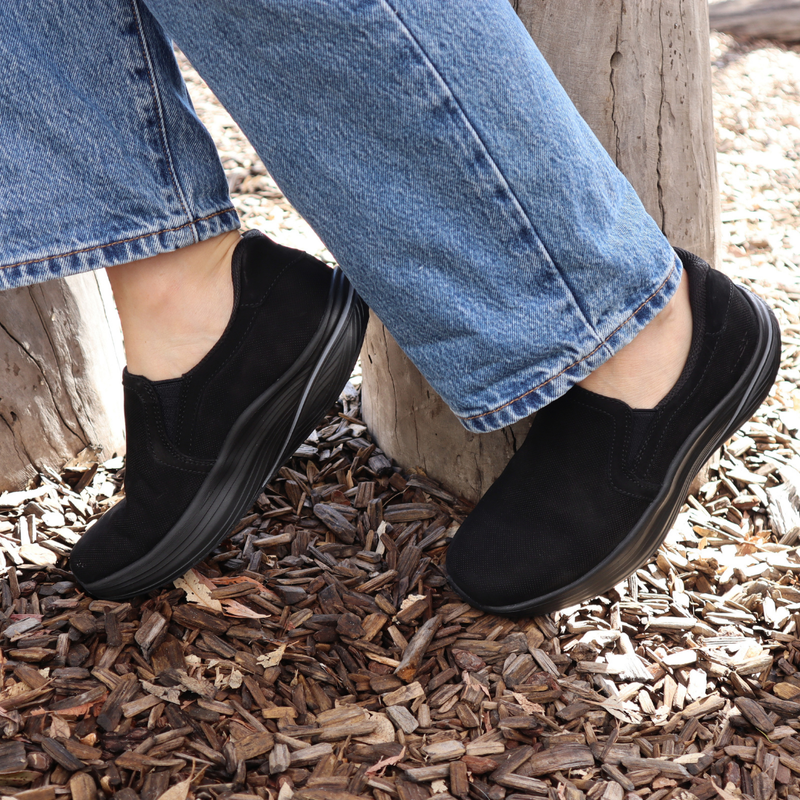 comfortable slip on shoes black