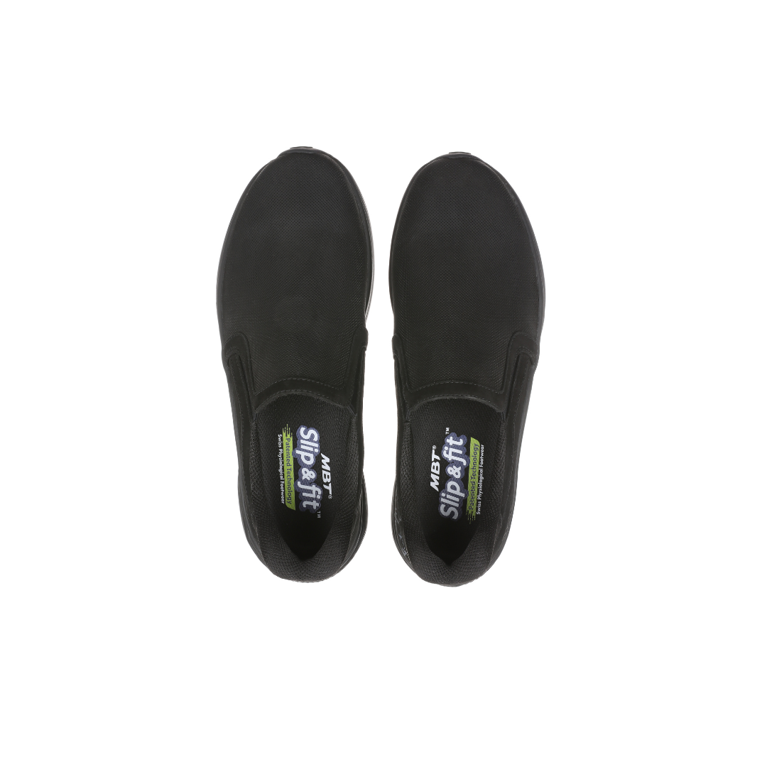 black slip on walking shoes